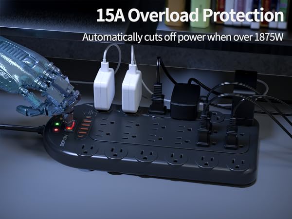 15A overload Protector with surge protection