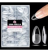UNA GELLA Almond Nail Tips 216pcs Medium Almond Press on Nails Pre-shape Gel Fake Nails for Full ...