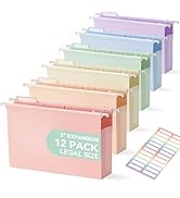 SortRax Plastic Extra Capacity Legal Size Hanging File Folders, 2" Pastel Expanding Pocket, Heavy...
