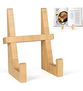 DEBETOOL Cookbook Stand for Kitchen Counter - Natural Bamboo Cookbook Stand, 8.8 Inch Recipe Book...