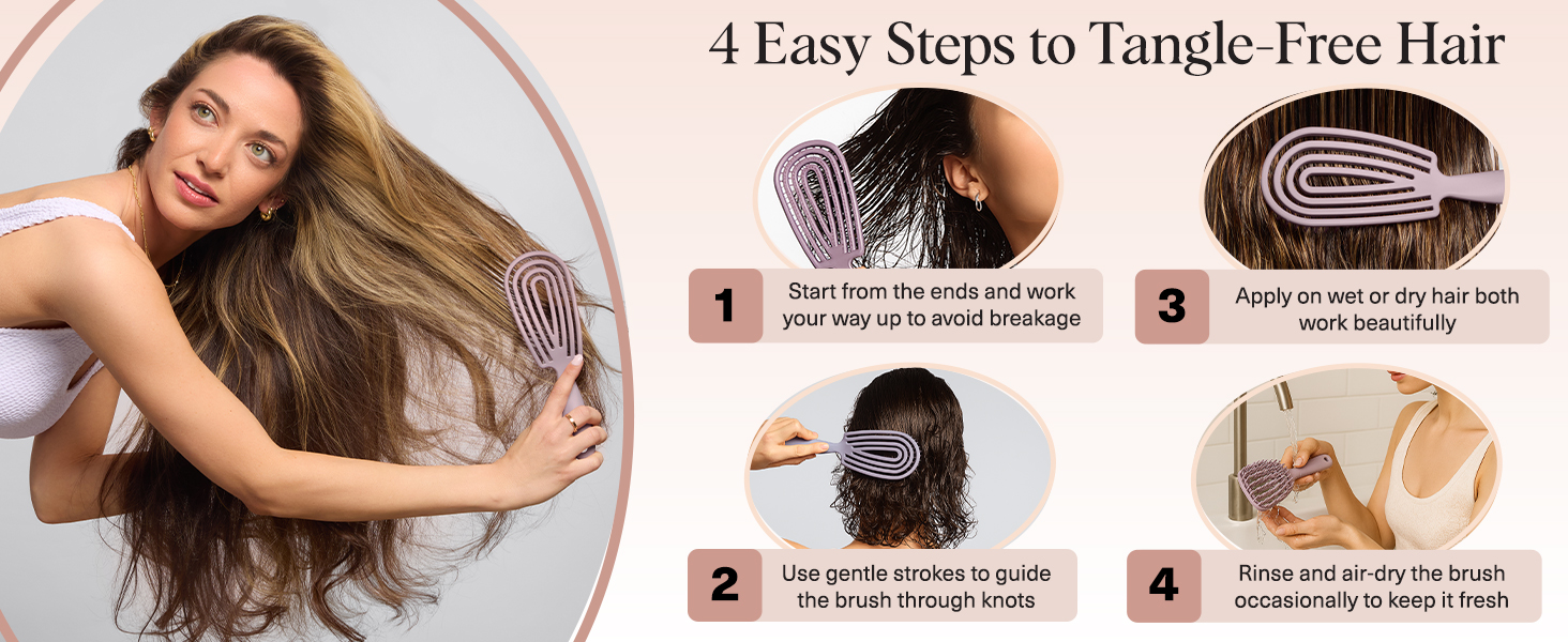 Flexible Hair Brush for Women and Men Adults & Kids Ulta-Smooth Bristles for Wet or Dry Strands