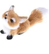 GUDVES Simulation Brown Fox Toy Furs Squatting Fox Model Home Decoration Animals World with Stati...