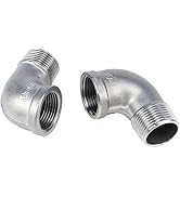 S SYDIEN 2Pcs 304 Stainless Steel 90 Degree Elbow 3/4" NPT Threaded Pipe Fitting Female x Male