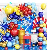 Red Blue Yellow Balloon Arch Kit, 120 Pcs Carnival Circus Balloon Garland Kit, Red Metallic Blue ...