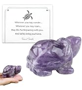 NUKAYAI Turtle Travel Gifts for Women Tortoise Figurines Statue Carved Handcrafted Amethyst Cryst...