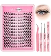 MOONKALI Lash Clusters Kit Fox Eye Eyelash Clusters Kit Left Right Cluster Eyelash Extensions Spi...