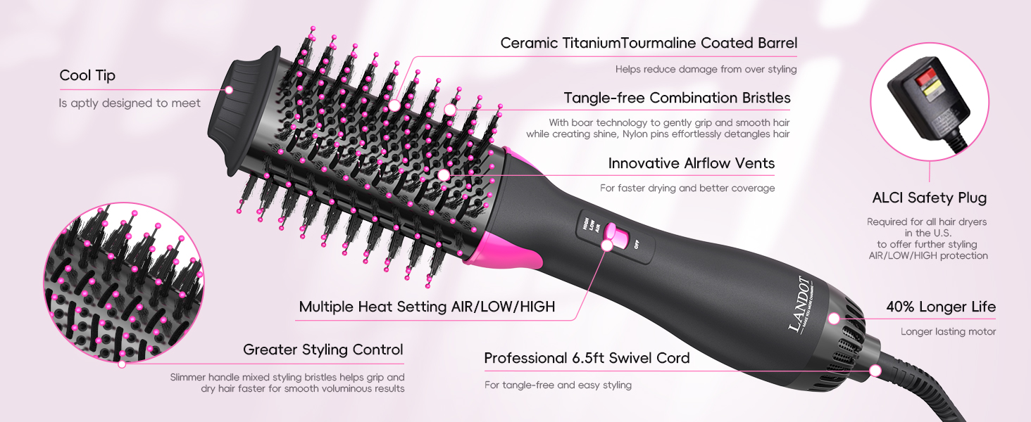 hot air hair blow dryer brush