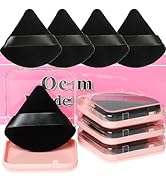 Ocim 4 Pack Triangle Powder Puffs for Face Powder,Soft Velour Makeup Setting Powder Puff with Cas...