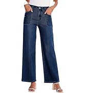 Astylish Women‘s High Waisted Straight Leg Jeans Stretchy Wide Leg Jeans Trendy Denim Pants