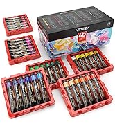 Arteza Acrylic Paint, Set of 60 Colors/Tubes (0.74 oz, 22 ml) with Storage Box, Rich Pigments, No...