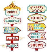 20 Pieces Carnival Decorations Circus Theme Party Directional Signs Carnival Party Signs Welcome ...