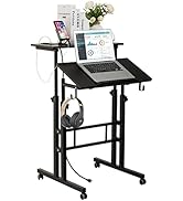 SIDUCAL Mobile Stand Up Desk, Adjustable Laptop Desk with Wheels, Home Office Workstation with US...