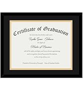 JCJMY 8.5x11 Certificate Frame, Classic Black and Gold Frame, Display Diploma 8.5x11 with Mat or ...