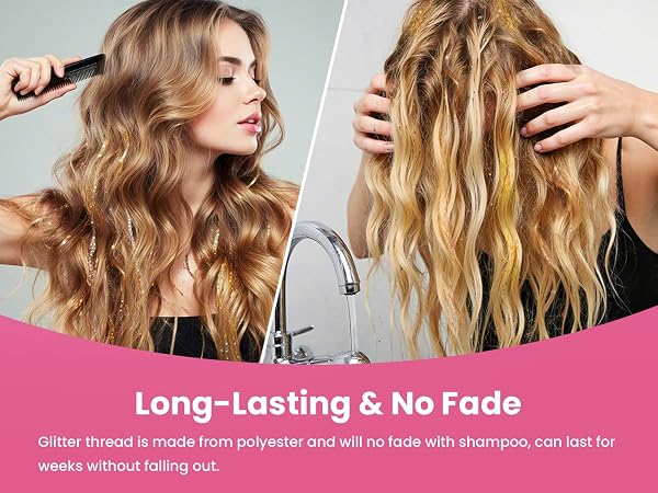 Thread hair tinsel glitter strands long lasting hair tensile kit hair sparkles tinsle