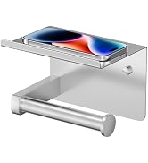 FORIOUS Toilet Paper Holder with Shelf, Adhesive or Screw Wall Mount Toilet Roll Holder for Bathr...