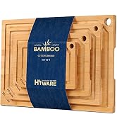 Hiware 4-Piece Extra Large Bamboo Cutting Boards Set for Kitchen, Heavy Duty Cutting Board with J...