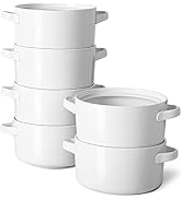 Delling 24 Oz Soup Bowls with Handles, Ceramic Soup Crocks for French Onion Soup, Cereal, Chilli,...
