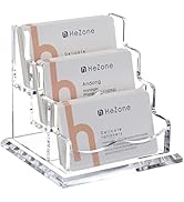 Business Card Holder for Desk 3 Slots 3 Tier, Clear Acrylic Cards Display Stand, Cards Organizer ...
