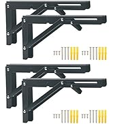 Pxyelec Folding Shelf Bracket 10" Heavy Duty Stainless Steel Collapsible Bracket for Table Work B...