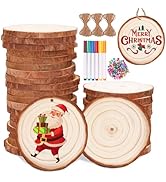 Max Fun Natural Wood Slices 30PCS 2.8-3.5'' Crafts DIY Wooden Christmas Ornaments Unfinished Pred...