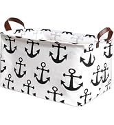 Ehigta 22L Anchor Decor Cute Bins - Foldable Boat Storage Organizer, Waterproof Nautical Gifts Bo...