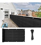 Cliselda Apartment Balcony Privacy Screen Fence, 3'x10' Black Privacy Fencing Shield Cover Mesh W...