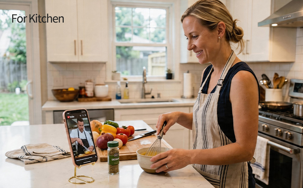 gold phone holder for kitchen