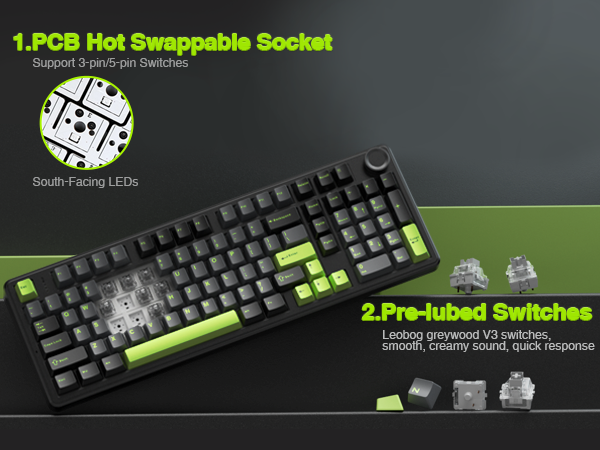 wireless mechanical keyboard creamy sound mechanical keyboard with numpad gaming keyboard AULA