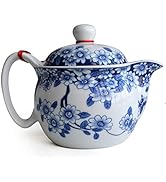 Teapot 12oz Blue White Stainless Filter Wire Infuser for Loose Tea (pot flowers Beautify)