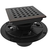 WEBANG 4 Inch Square Shower Floor Drain with Flange,Quadrato Pattern Grate Removable,Food-grade S...