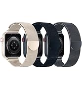 BELONGME 3 Pack Mesh Loop Compatible with Apple Watch Band 38mm 40mm 41mm 42mm 44mm 45mm 49mm Ser...