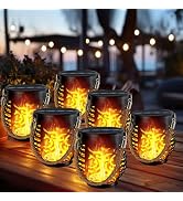 6 Pack Solar Lights Outdoor Waterproof Hanging Solar Lanterns Flame Lights | Realistic Flickering...