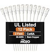 Tecmojo UL Listed Ultra-Slim Cat6a 2ft Ethernet Cable, 30AWG 100% Pure Copper, 10Gbps 550MHz Netw...