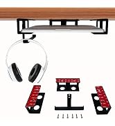 IFCASE Under Desk Laptop Mount & Headphone Holder with Adhesive & Screw, Hard Aluminum Under Tabl...