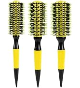 Sxminer 3 in 1 Ceramic & Ionic Bristle Hair Brush Curler/Straightener Round Barrel Hair Brush Set...