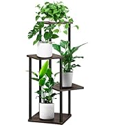YOCOMEY 4 Tier Wood Tall Plant Stand Metal Rack Indoor, Multiple Flower Pot Holder Shelves Corner...