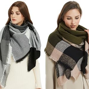 VIVIAN & VINCENT Plaid Blanket Scarfs