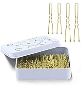 200pcs U Shaped Hair Pins Black/Brown/Blonde/Silver with Cute Case, Hairpins for Buns, Premium Bo...