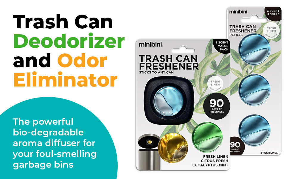 kitchen trash can odor control, odor eliminator for trash cans, trash can smell absorber