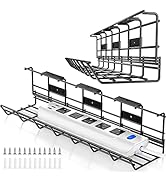 2 Pack DELAMU Under Desk Cable Management Tray, Metal Cord Organizer for Desk, Wire Management Un...