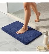 TYUU Navy Blue Bathroom Rugs, Ultra Soft Bath Rugs Non Slip Washable, Super Absorbent Quick Dry S...