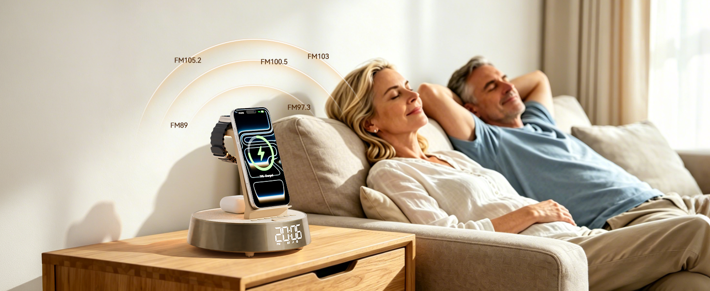 charge station with alarm clock Bluetooth speaker
