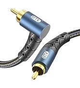 EMK RCA Subwoofer Cable 90 Degree RCA to RCA Audio Cable 24K Gold-Plated Nylon Braided Double Shi...