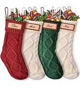 Tingtio Christmas Stockings Set of 4, Personalized Stocking Set with Name Plates, Custom Stocking...