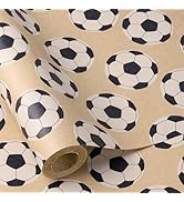 RUSPEPA Football Wrapping Paper Roll for Men Boys Kids, Mini Roll, Black and White Soccer Ball De...