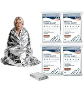 lataala Emergency Thermal Blankets 4 Pack 82" 52", Silver, Mylar Space Blanket, Waterproof, Perfe...