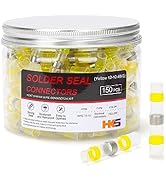 HKS 150 PCS Solder Seal Wire Connectors - Yellow 12-10 AWG - Heat Shrink Solder Butt Connectors -...