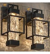 Hotsonic 2 Pack Dusk to Dawn Outdoor Porch Light Fixtures Wall Mount, 14'' Dimmable Exterior Ligh...