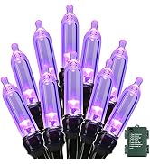 BrizLabs Purple Halloween Lights, 33ft 100 LED String Lights, 8 Modes Battery Halloween String Li...
