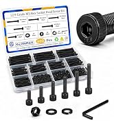Kernmax 600PCS M3x25/30/35/40/45/50mm Hex Socket Head Cap Screws, Nuts & Washers Kit, Fully Threa...